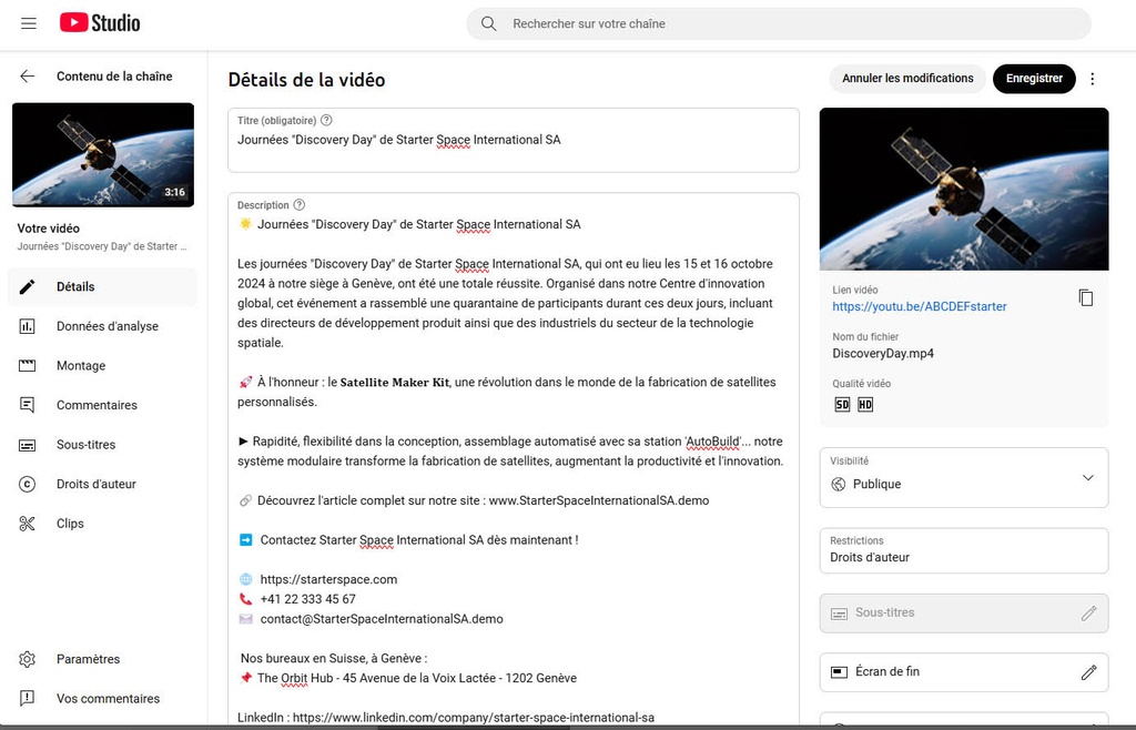 Optimisation VSEO de vidéos Youtube (descriptions, etc.)