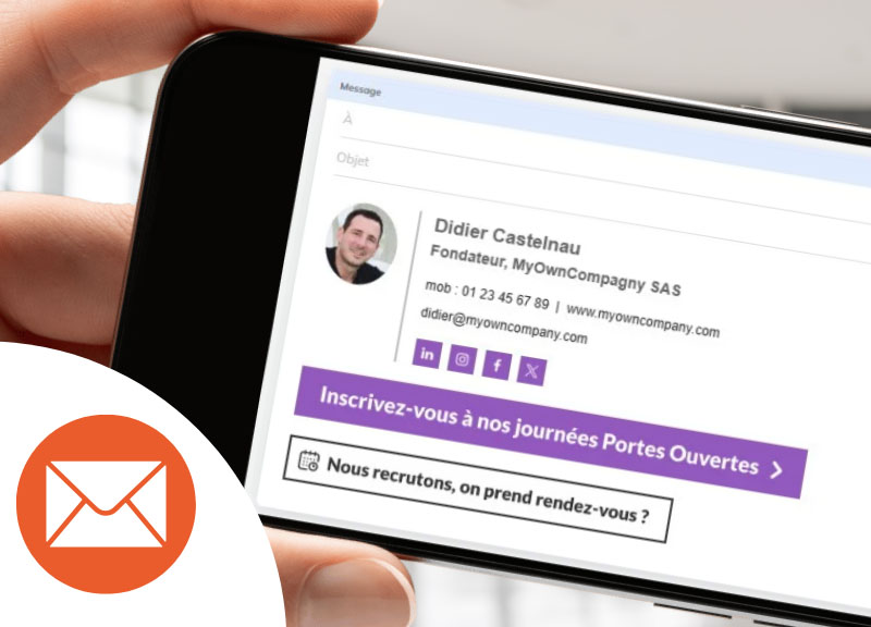 Création de votre signature d'email interactive (= carte de visite cliquable, à la fin de vos emails)